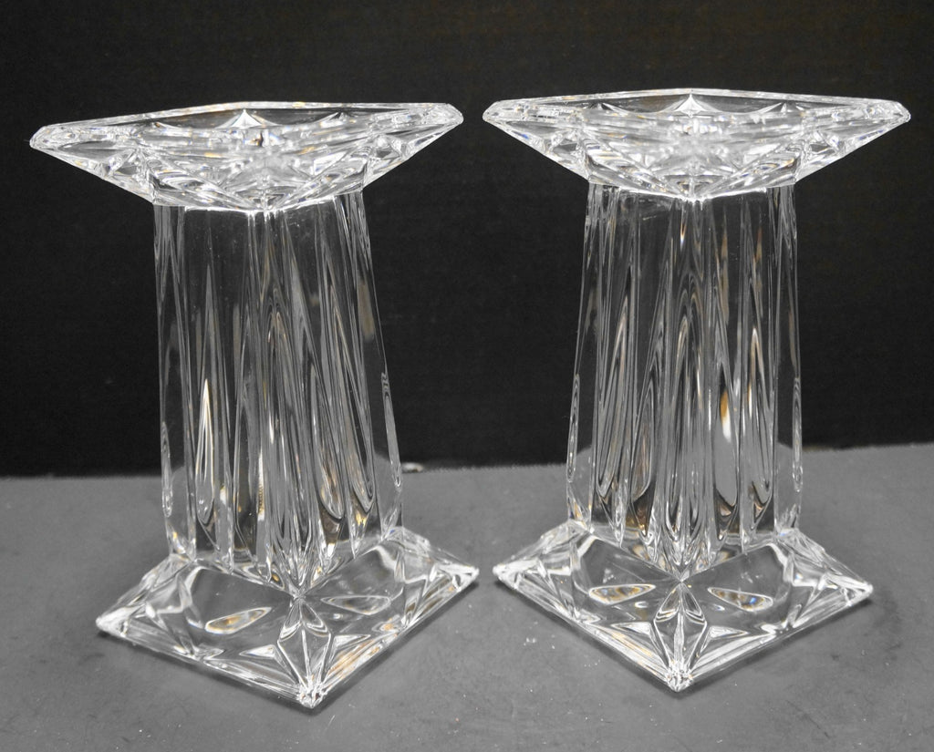 Partylite Quad Prism Square Pedestal Candle Holder Vase Reversible 7 IN