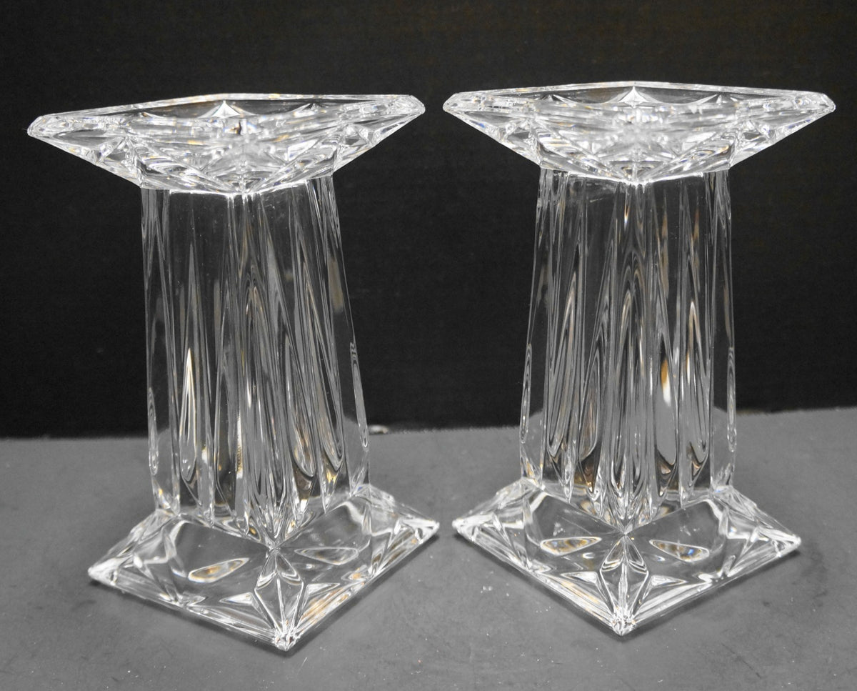 Partylite Quad Prism Square Pedestal Candle Holder Vase Reversible 7 IN