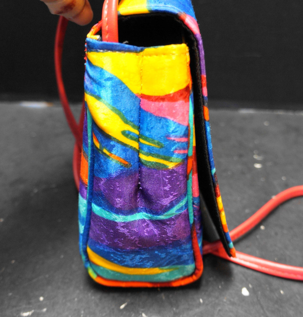 Bright Rainbow Marbled Splash Jacquard 1980s Purse