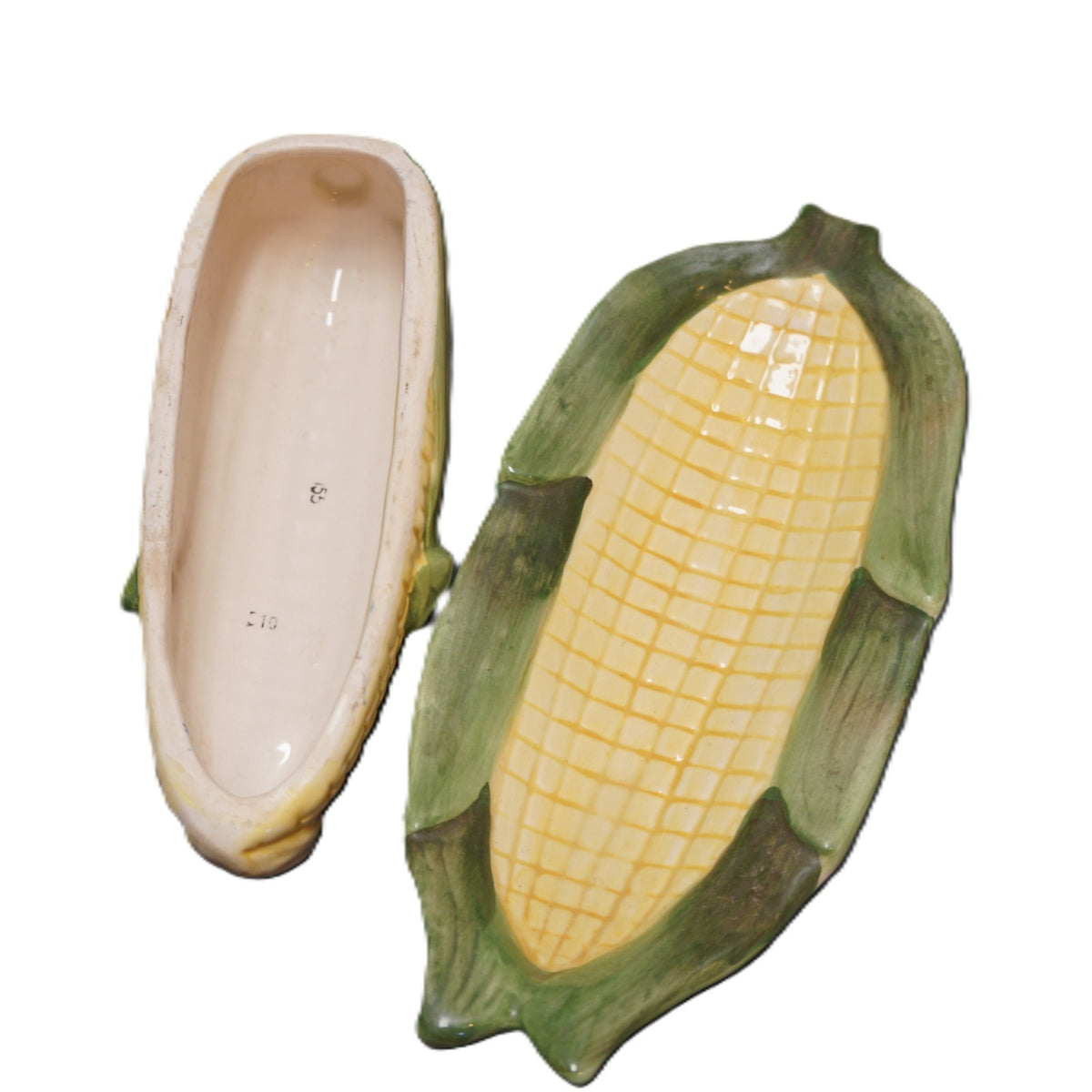 Corn Cob Pottery Covered Butter Dish Unsigned