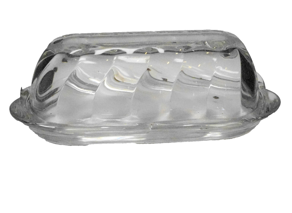 Anchor Hocking Victoria Clear Optic Swirl Butter Dish