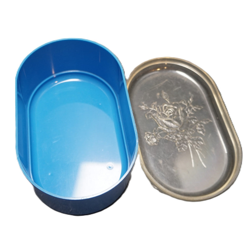 Wil-Hold Wilson Manufacturing Plastic Oval Box Blue Clear Rose Lid