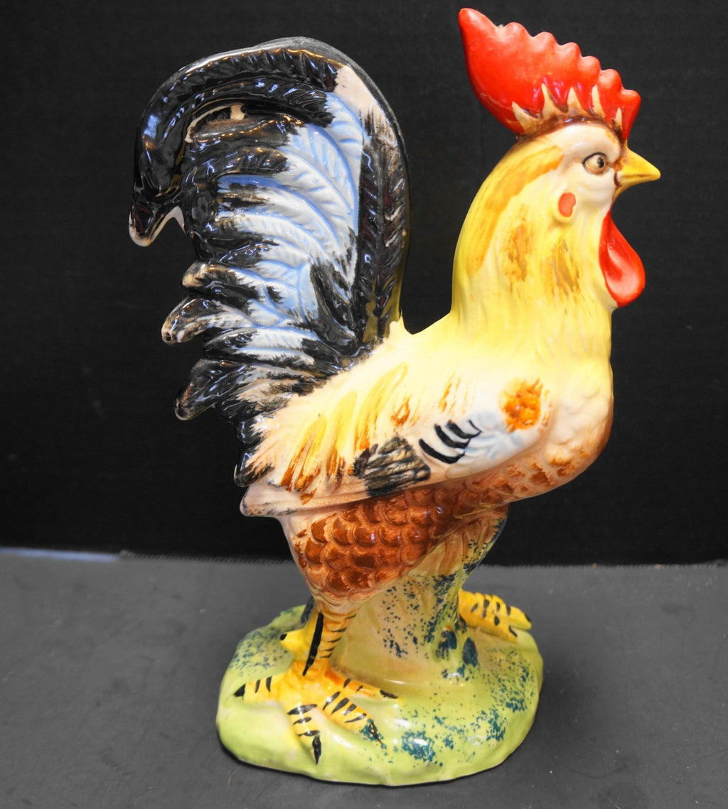 Hand Painted Rooster Figurine Large Ceramic Japan Farmhouse Decor