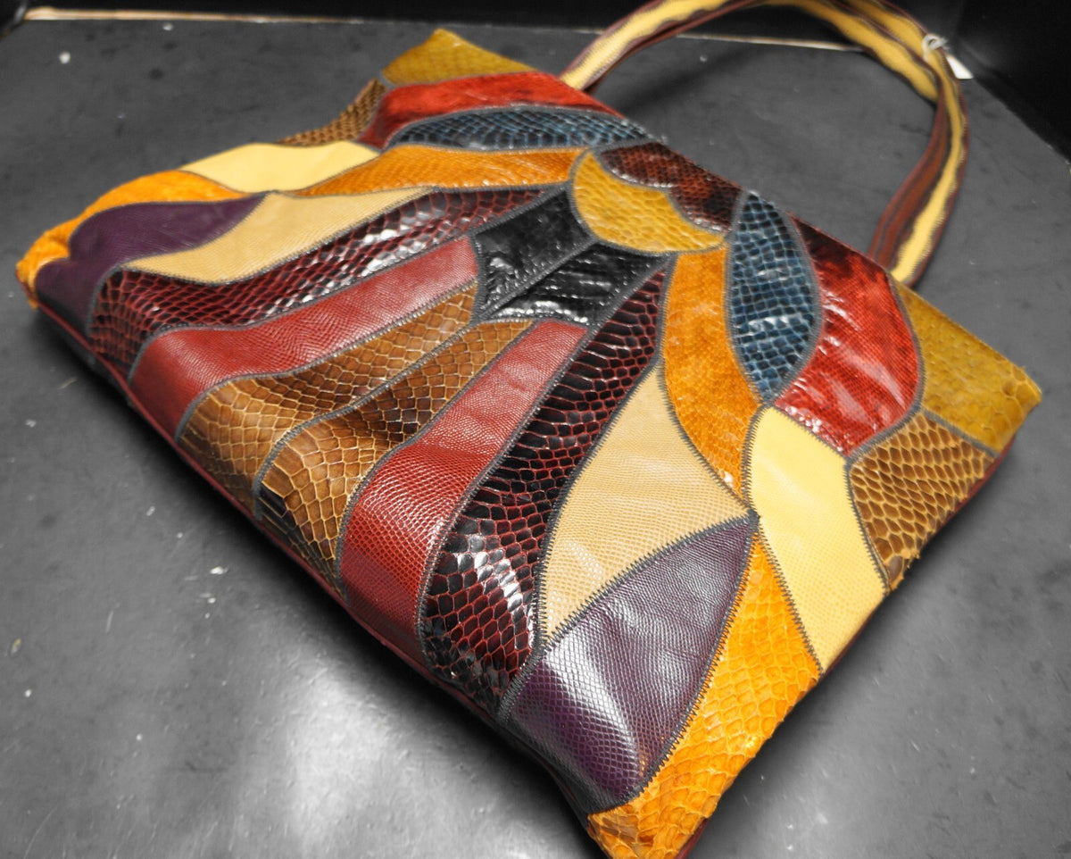 Original by Caprice Snakeskin Patchwork Tote Bag Purse