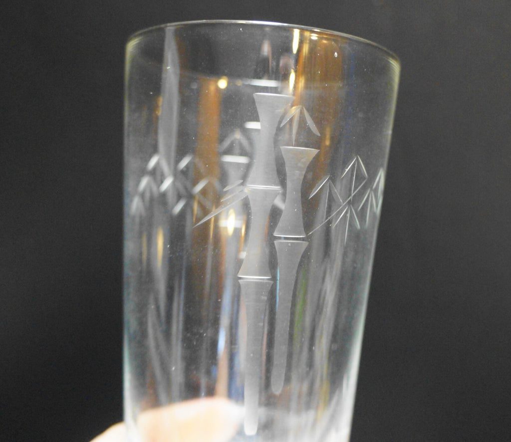 Noritake Sasaki Crystal Bamboo Cut Highball Tumblers 5 IN Set of 5