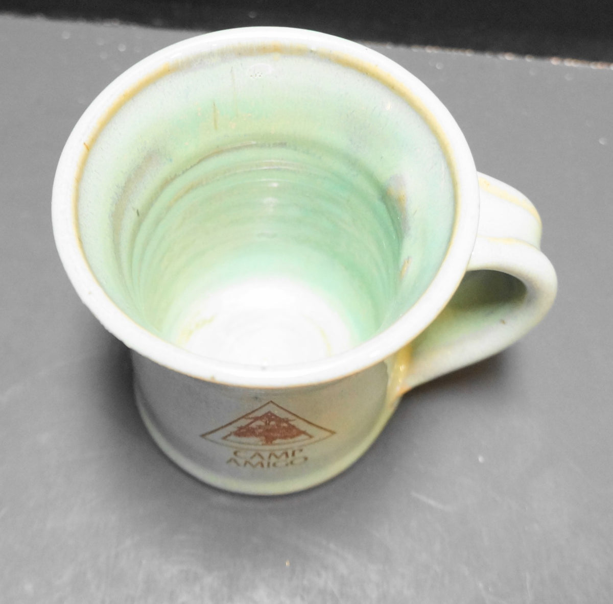 Dick Lehman Pottery Goshen Camp Amigo Green Glazed Mug