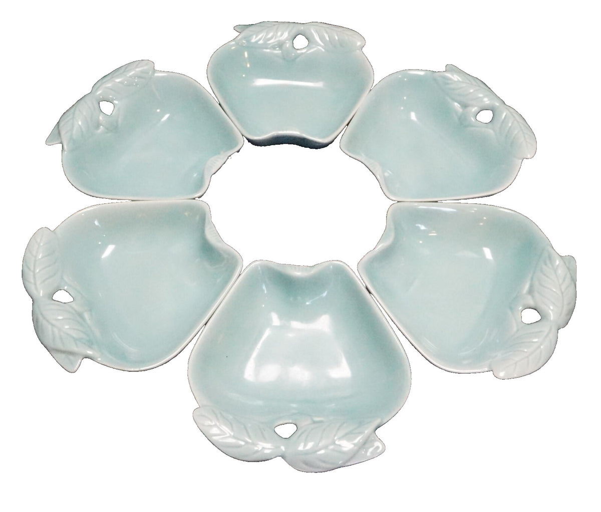 Hoenig of California 734 Green Apple Lazy Susan Relish Dishes Set of 6