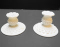 Fenton Hobnail Milk Glass Candle Holders Mixed Pair Single Light Taper