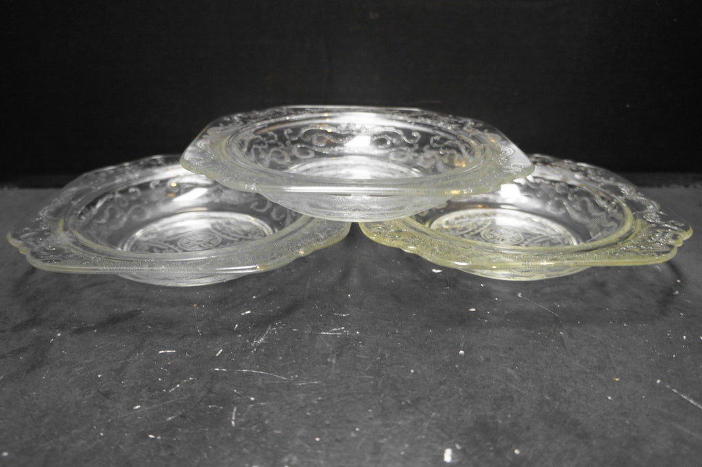 Indiana Glass Recollection Clear Square Butter Bases Set of 3