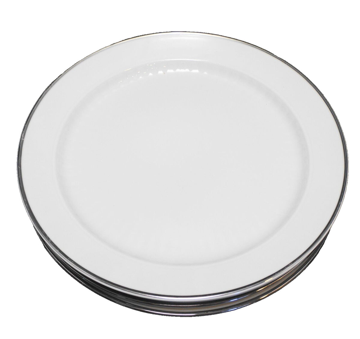 Winterling Bavaria Sculpted Rib White Platinum Trim Dinner Plates Set of 4