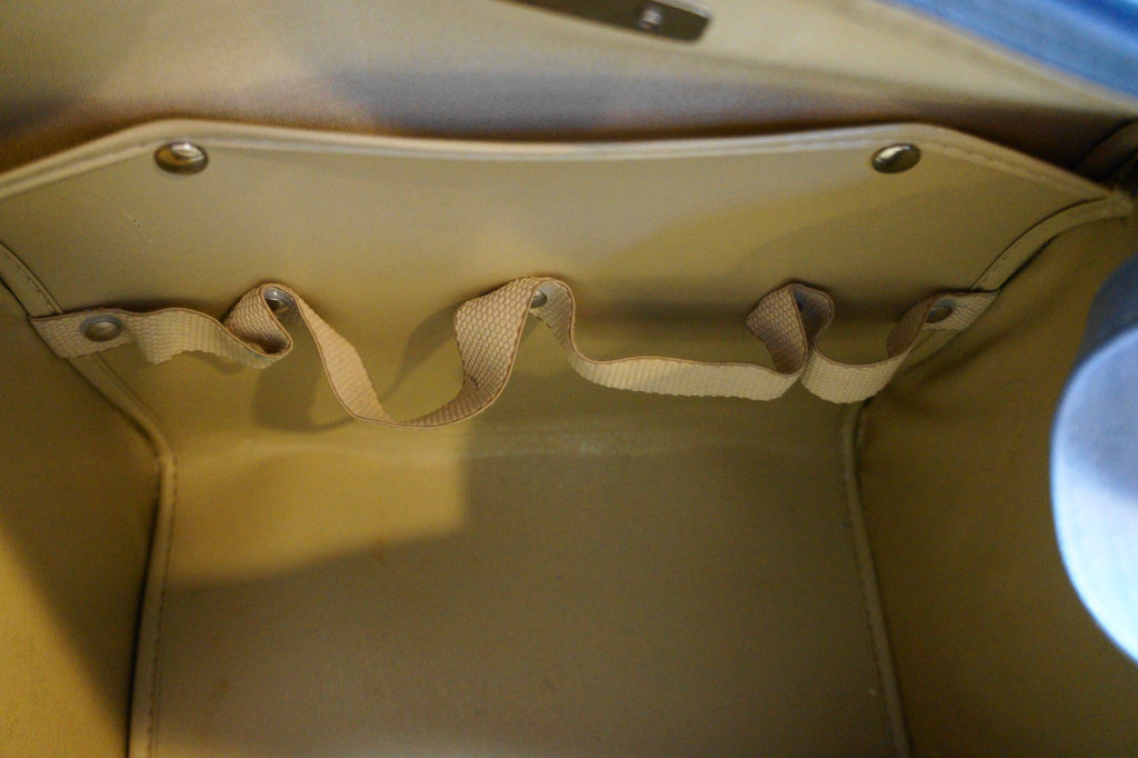 Samsonite Baby Blue Soft Faux Leather Carry On Train Case ZIp Top Double Handle