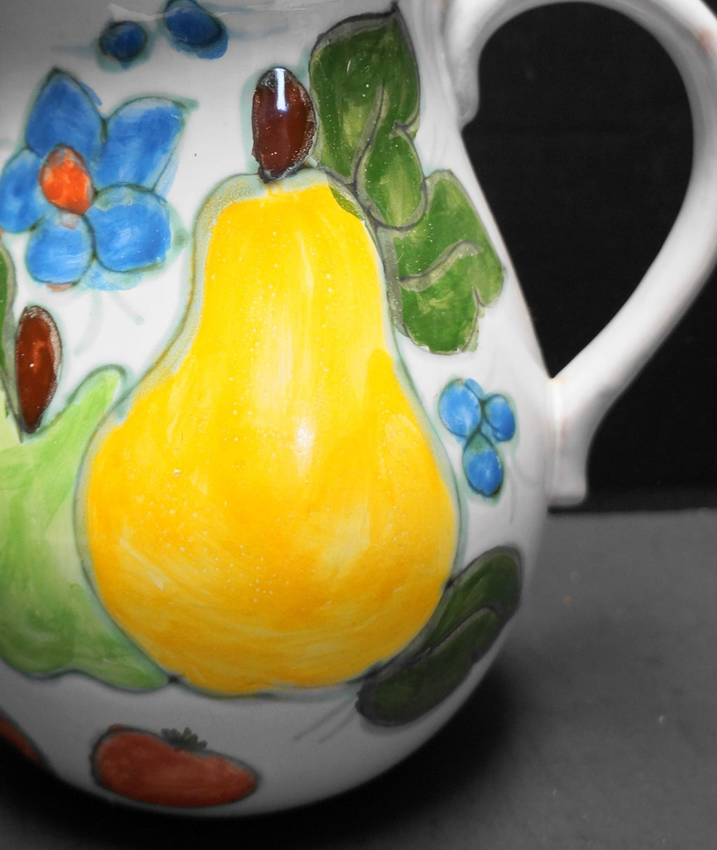 Himark Portugal Bright Fruit Flowers Redware Pitcher