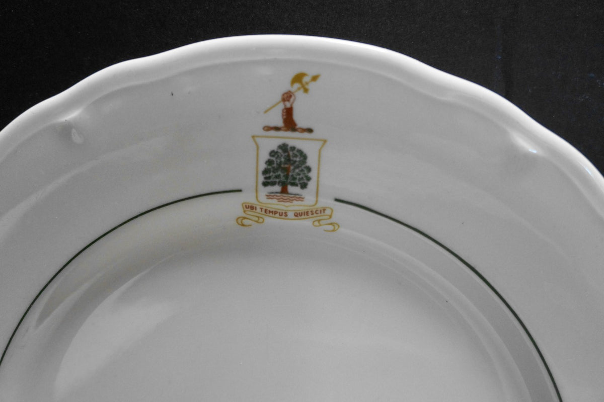 Ubi Tempus Quiescit Tree Shield Arm Sword Logo Restaurant Ware Plates Shenango