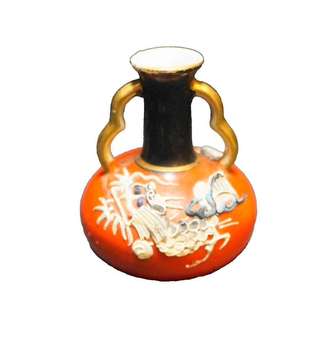Dragonware Red Miniature Double Handle Vase 2 3/4"