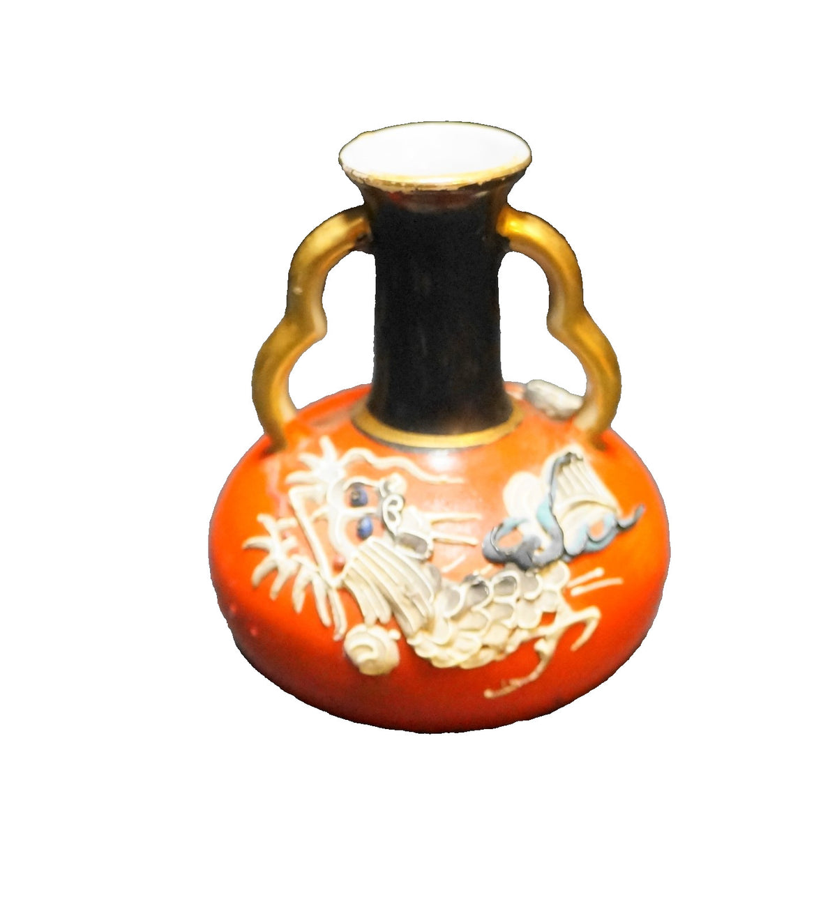 Dragonware Red Miniature Double Handle Vase 2 3/4"