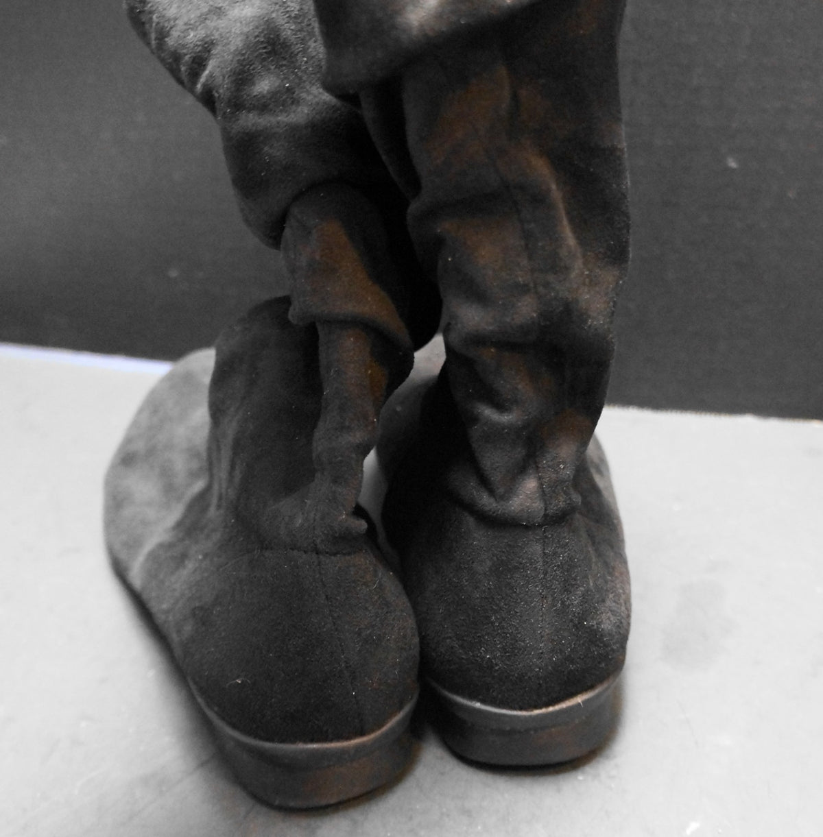 Bussola Coimbra Black Slouch Mid Calf Boots Side Zip Faux Suede Comfort EU 37