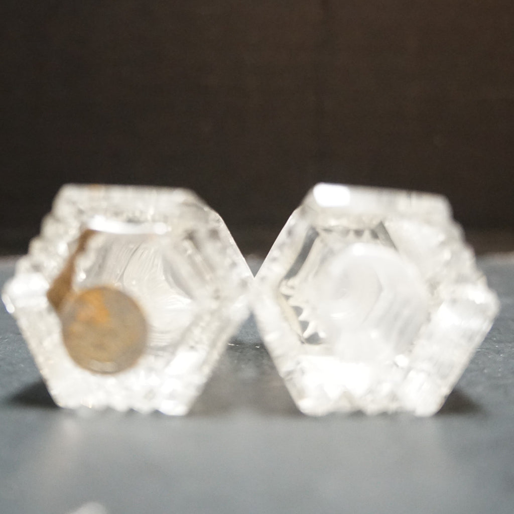 Art Deco Ribbed Cut Crystal Tower Shaped Salt And Pepper Shakers