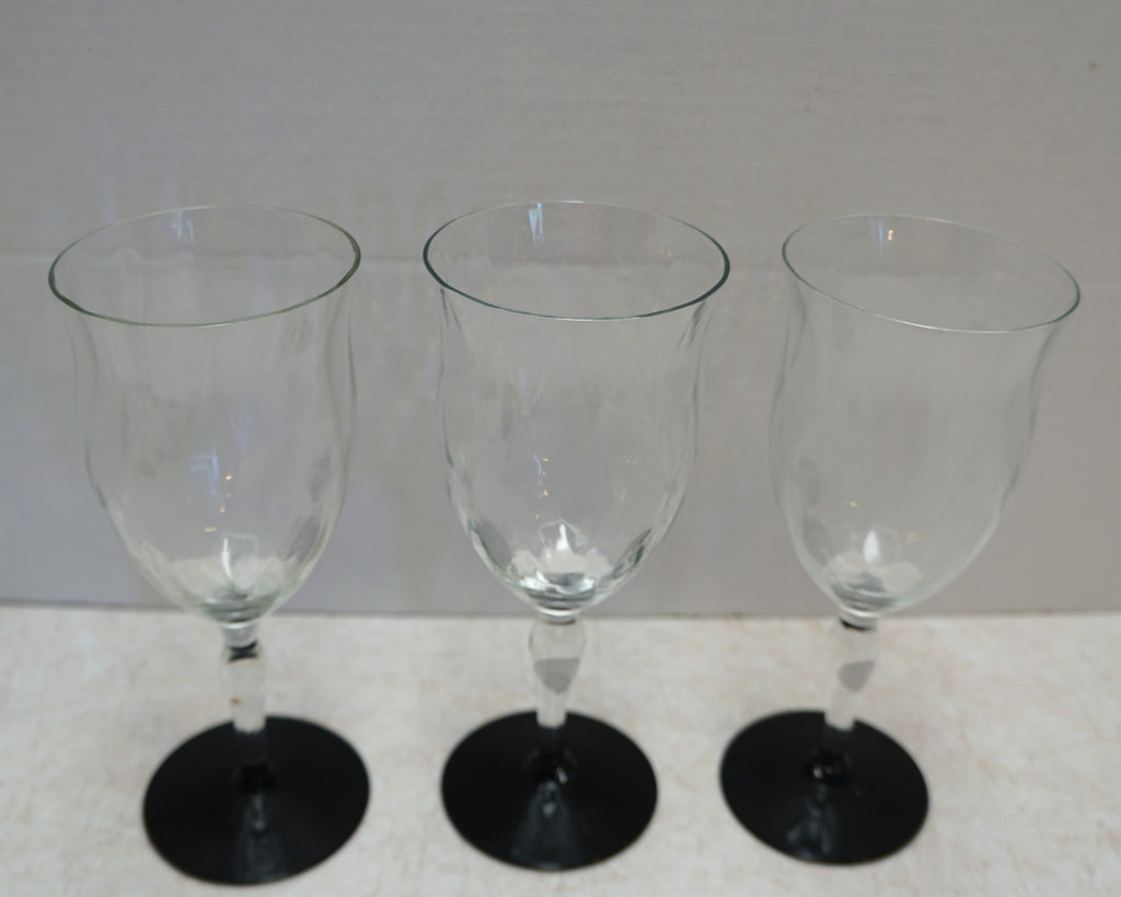 Weston Diamond Optic Black Amethyst Foot Water Goblets Set of 3 3345-9