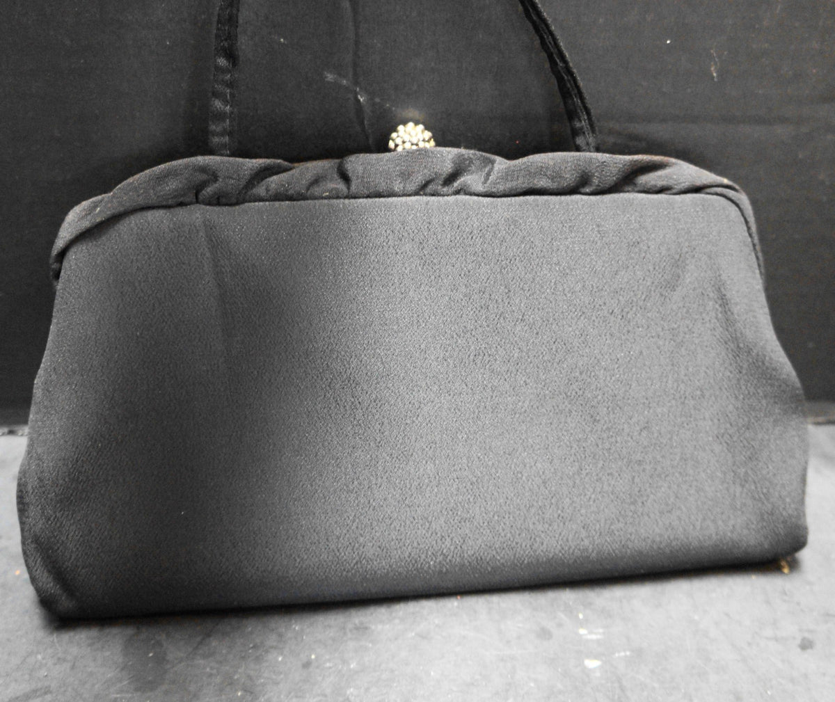Mel-Ton Black Crepe Convertible Clutch Evening Bag