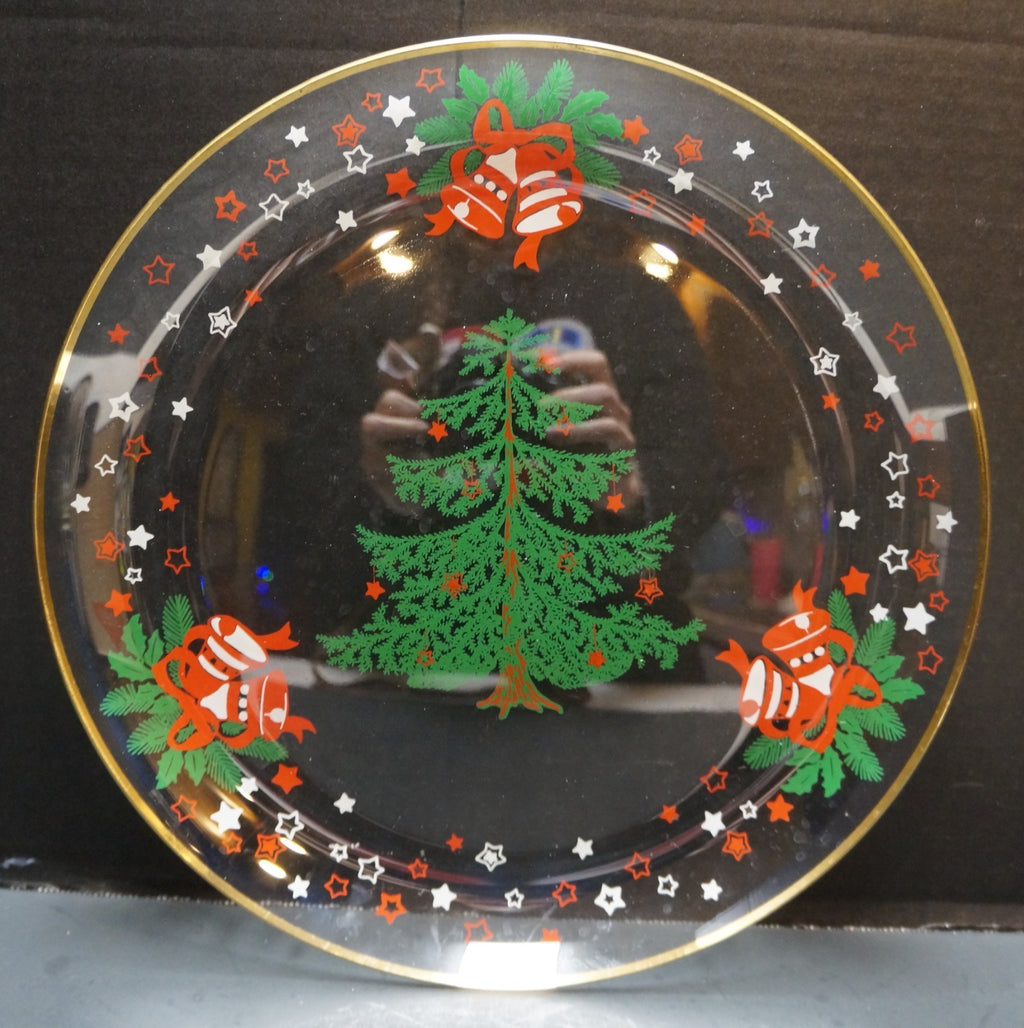 Crystal Clear Industries Holiday Festival Christmas Tree Bells Tray Platter