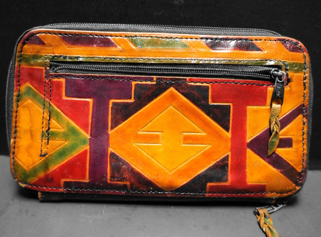 Hand Painted Geometric Long Wallet Vintage