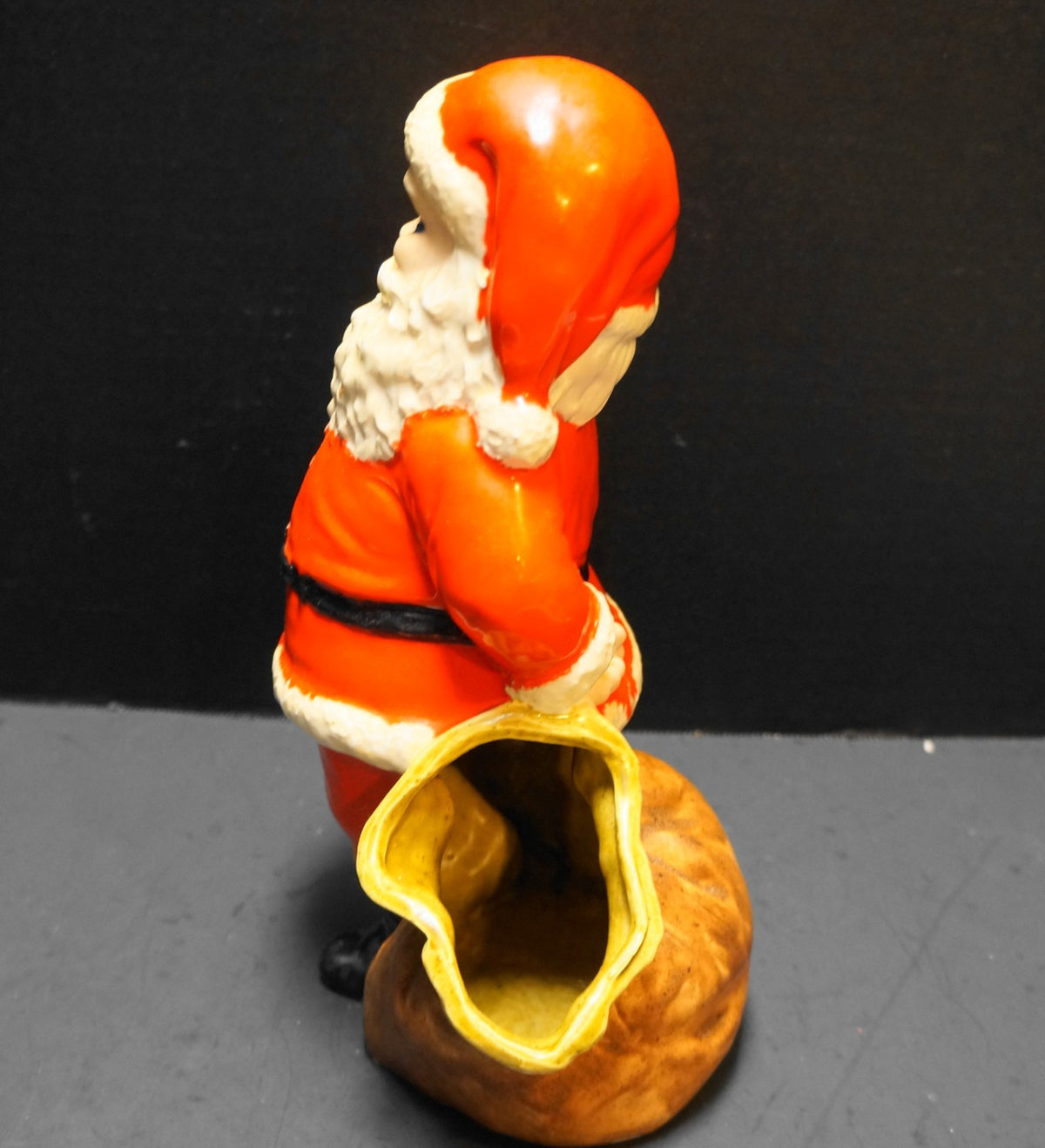 Duncan Ceramics 1970s Santa Toy Sack Hand Painted Planter Christmas Decor