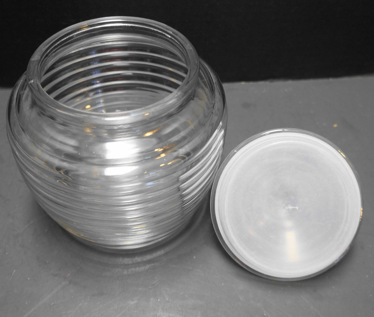 Anchor Hocking Beehive Canister 7" Clear Glass Vintage