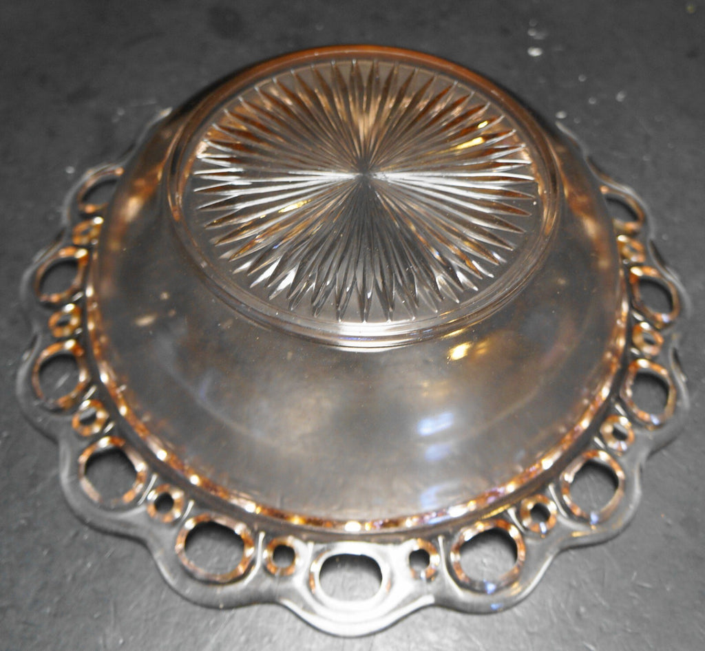 Anchor Hocking Pink Old Colony Lace Edge Serving Bowl Depression Glass