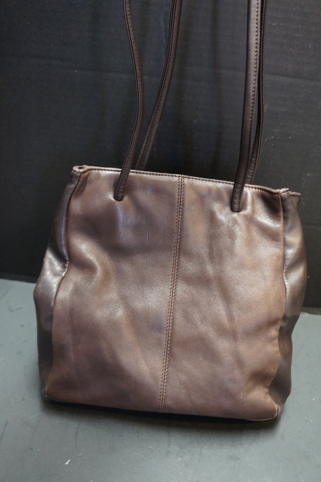 Nine West Two Tone Dark Brown Leather Shoulder Bag Purse