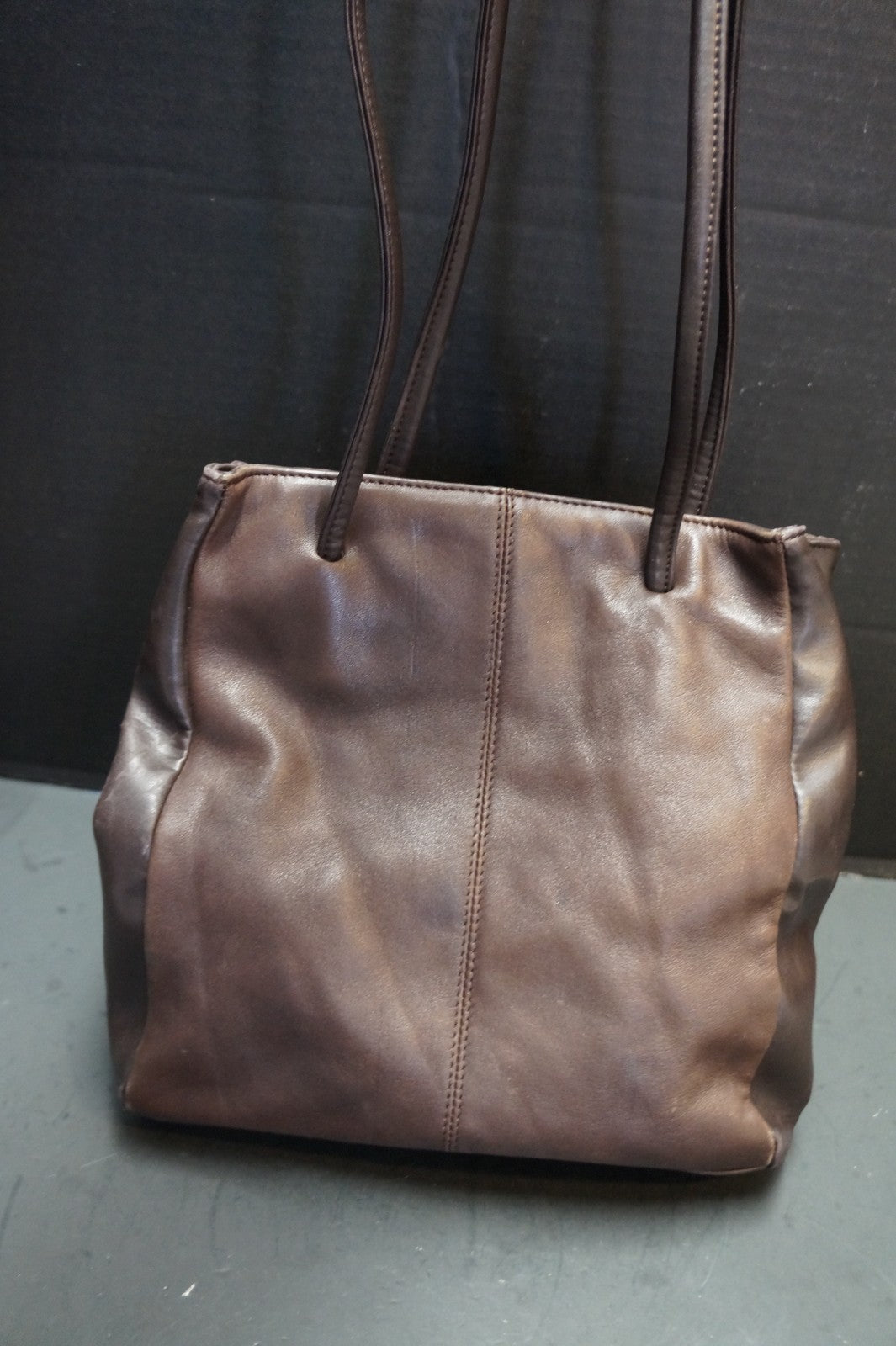 Nine West Two Tone Dark Brown Leather Shoulder Bag Purse
