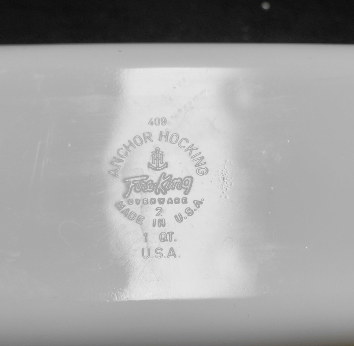 Gay Fad Fruits Fire King Milk Glass Loaf Pan Tab Handles