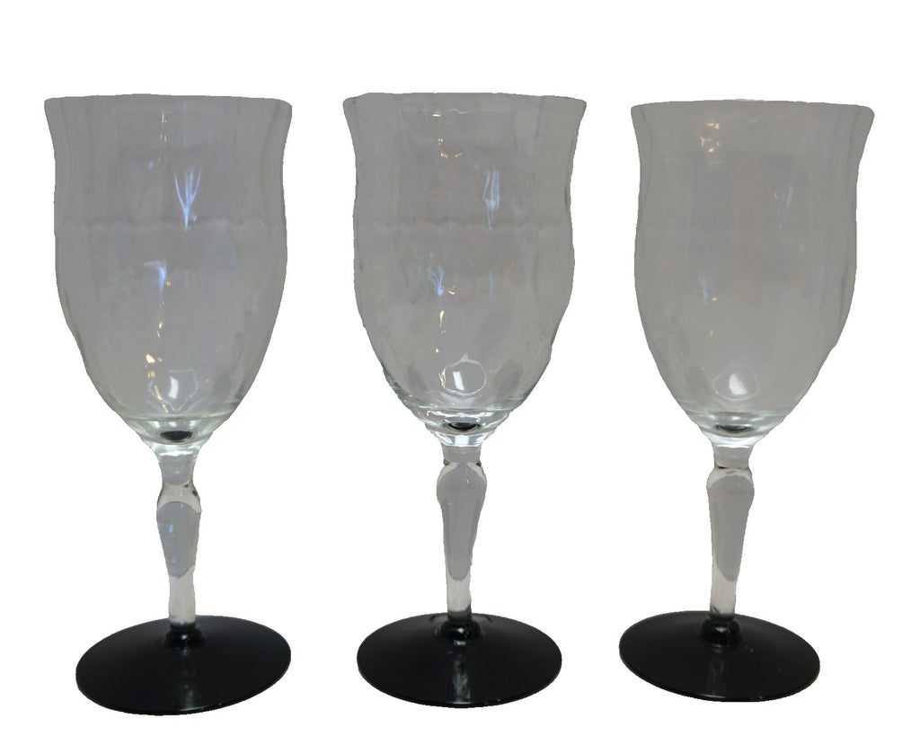 Weston Diamond Optic Black Amethyst Foot Water Goblets Set of 3 3345-9