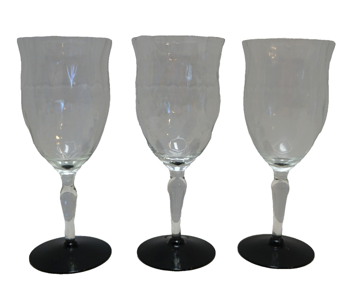 Weston Diamond Optic Black Amethyst Foot Water Goblets Set of 3 3345-9
