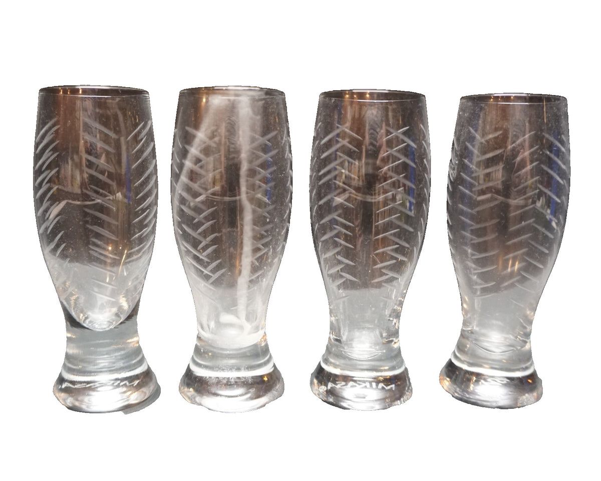 Mikasa Cheers Selections Cut Glass Shot Glasses Set of 4 Cut Angle Chevrons
