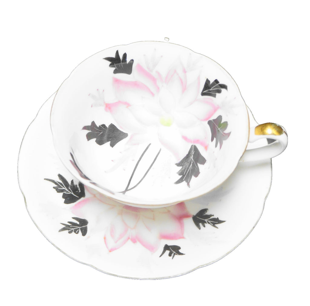 Pink Flower Hand Painted Cup Saucer Made in Japan