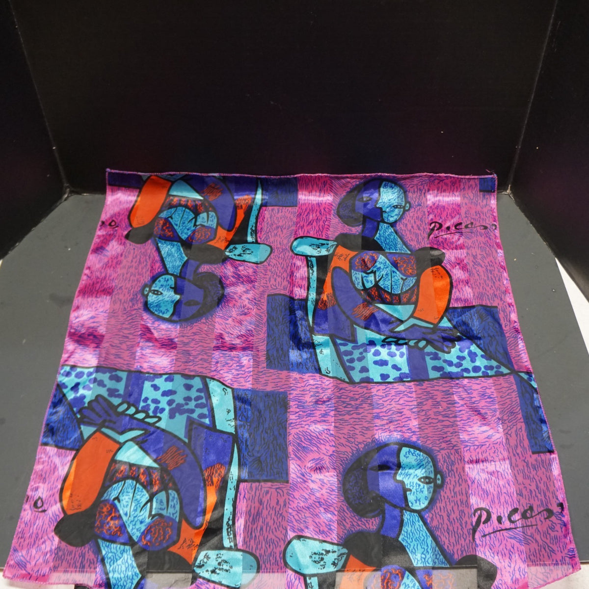 Picasso Abstract Cubism Scarf Seated Woman 21 IN Pink Purple Blue