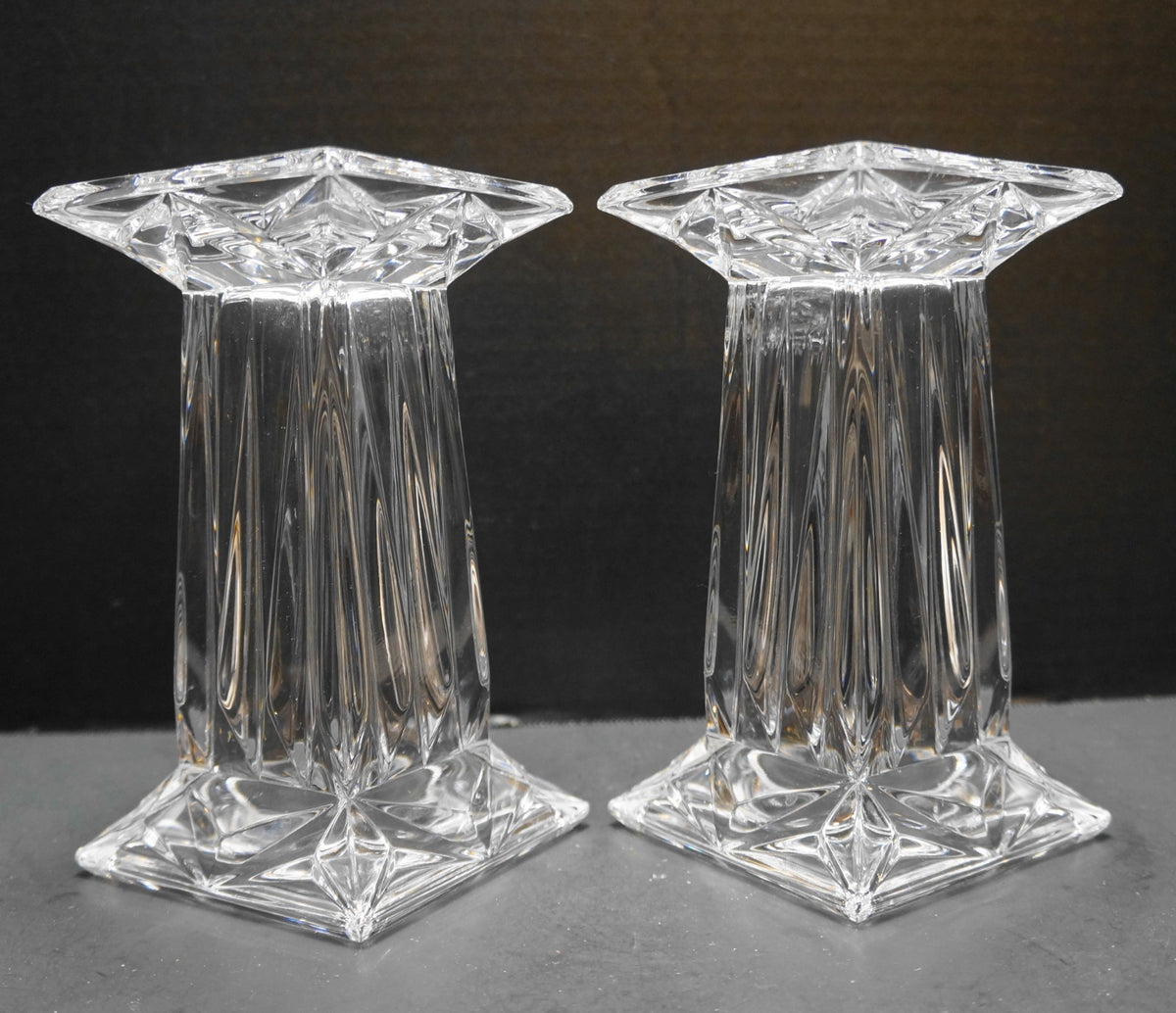 Partylite Quad Prism Square Pedestal Candle Holder Vase Reversible 7 IN