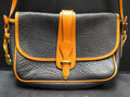 Dooney & Bourke All Weather Leather Black Pebbled British Tan Trim Equestrian