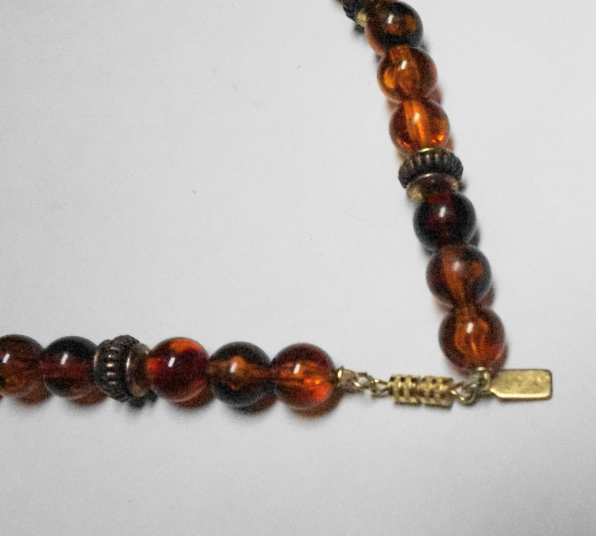 1928 Jewelry Amber Lucite Pendant Beads Necklace