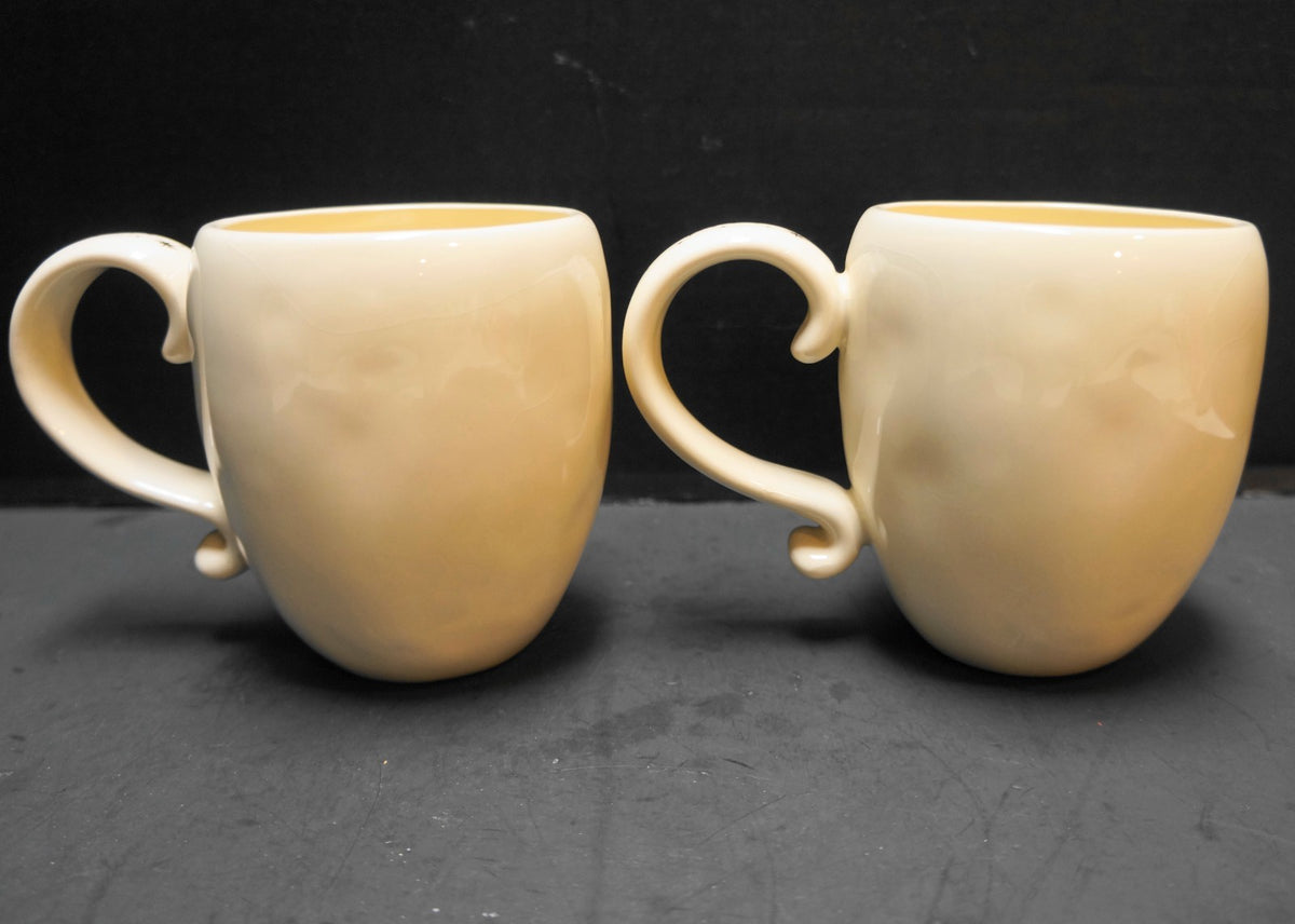 Grasslands Road Mugs Pair Love Laughter Cream Red Gold