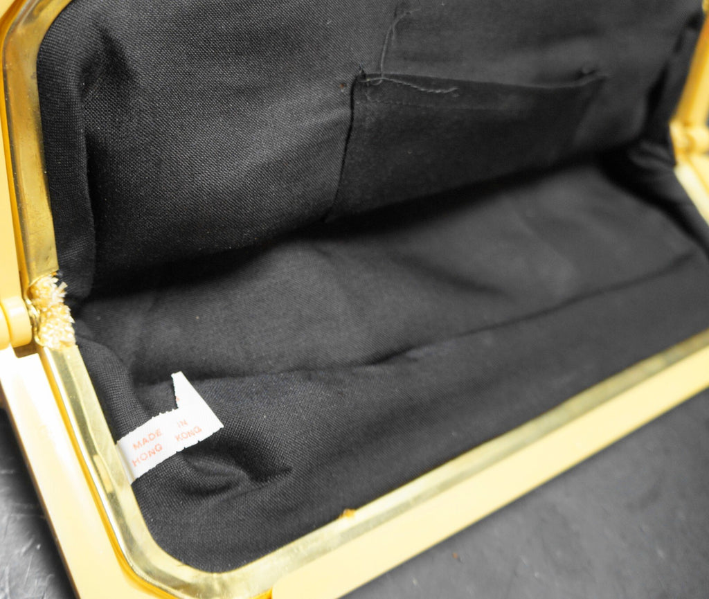 Vintage Blonde Straw Clutch Lucite Frame Hong Kong