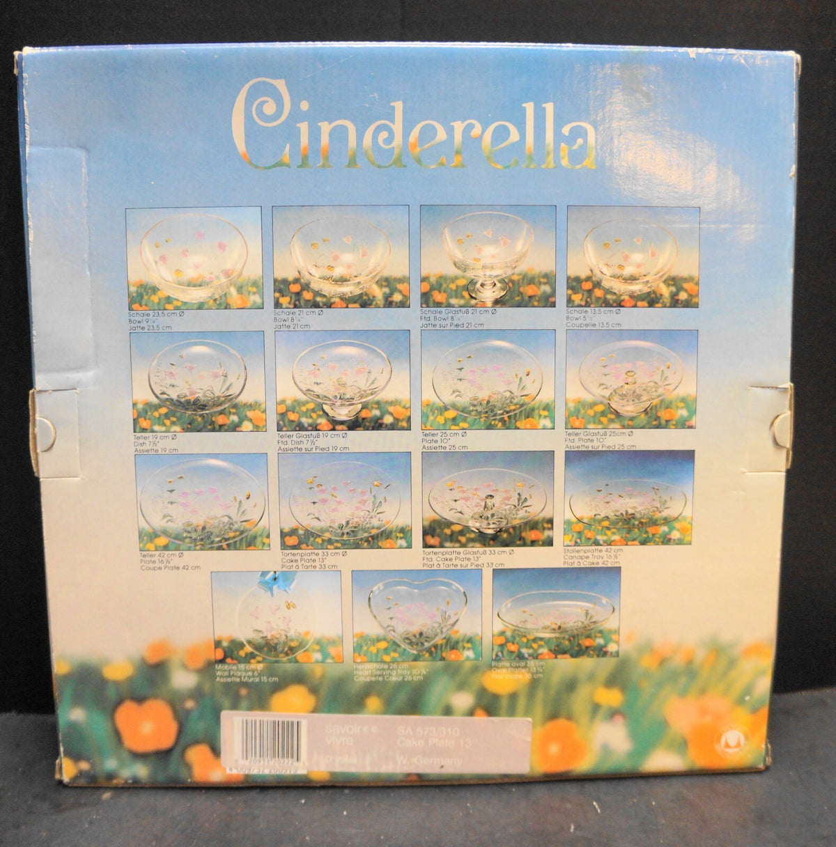 Walther Glass Studio Nova Cinderella Cake Plate Round Platter Tray In Box 13 IN