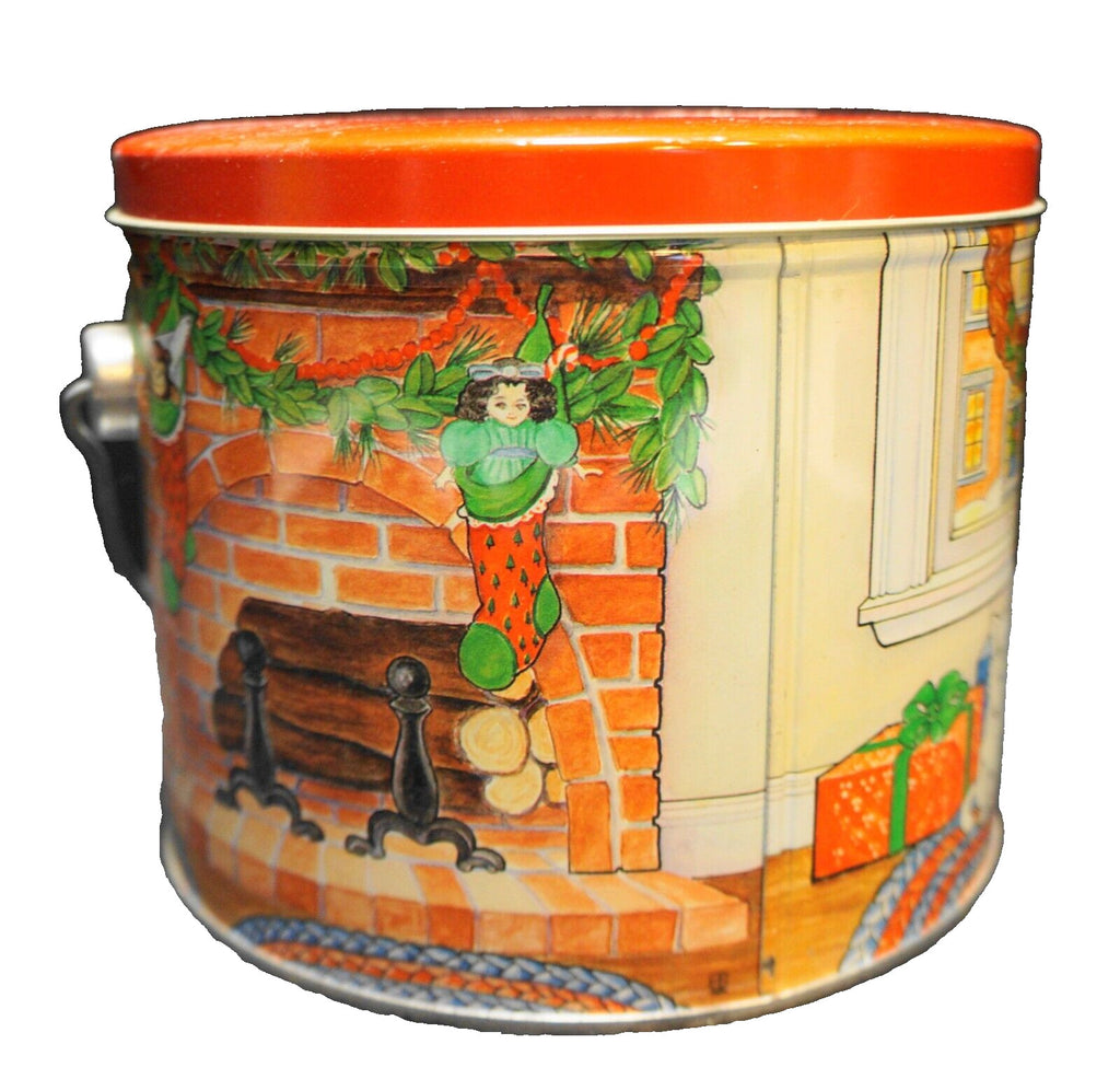 Christmas Pail Bucket Santa Tree Fireplace L. Kearney David Art
