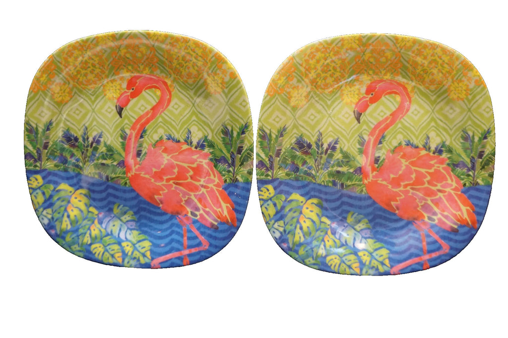 Certified International Flamingo Melamine Square Plates Pair 8 1/4 IN