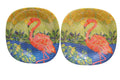 Certified International Flamingo Melamine Square Plates Pair 8 1/4 IN