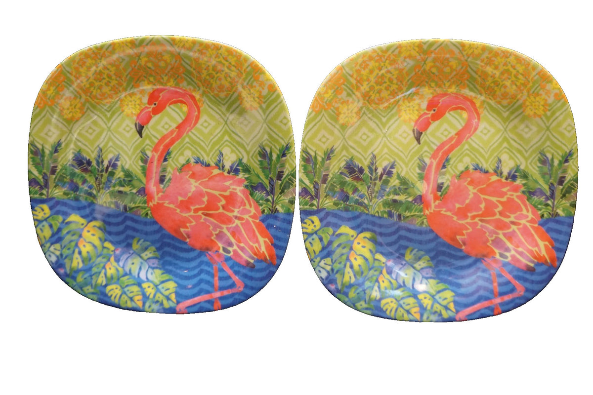 Certified International Flamingo Melamine Square Plates Pair 8 1/4 IN