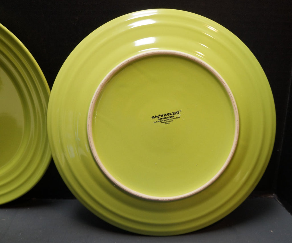 Rachael Ray Double Ridge Green Apple Dinner Plates Pair