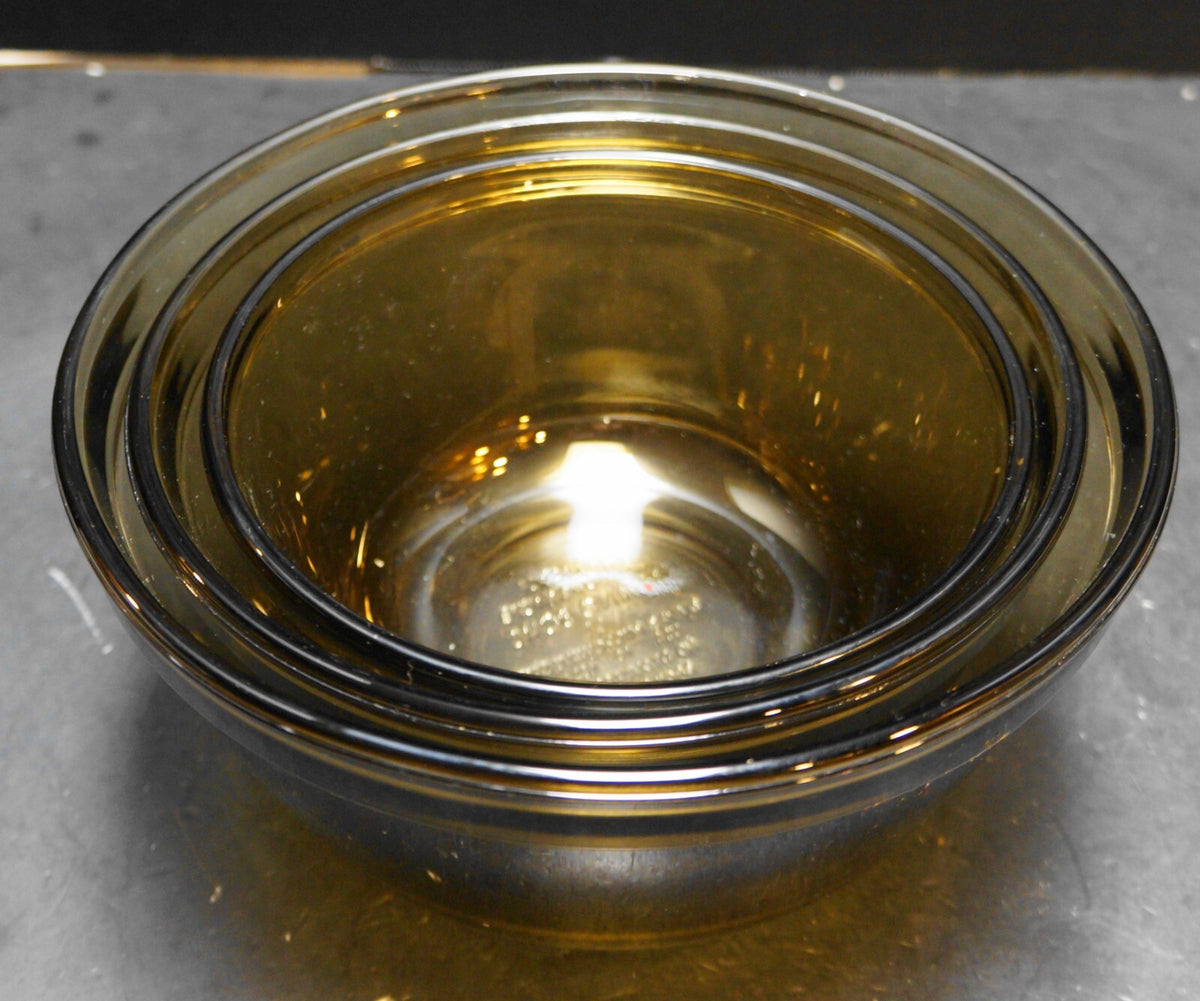 Anchor Hocking Dark Brown Amber Oven Basics Mixing Bowls Set of 3
