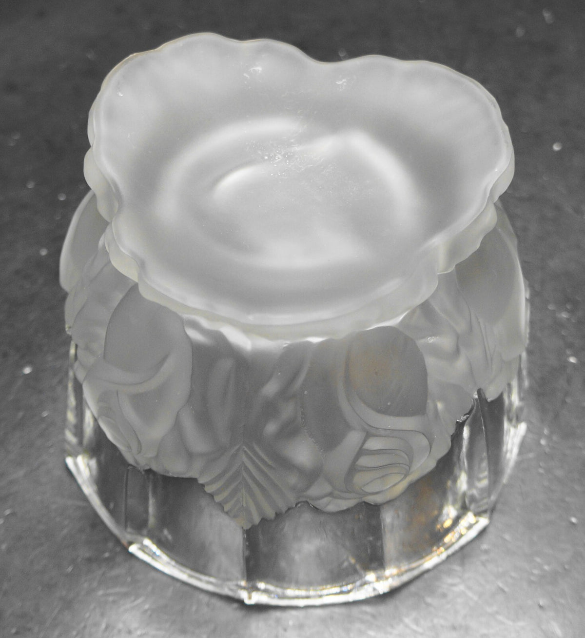 Imperlux Frosted Satin Roses Crystal Footed Bowl