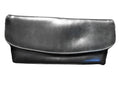 Black Sleek Trapezoid Fold Over Clutch Purse